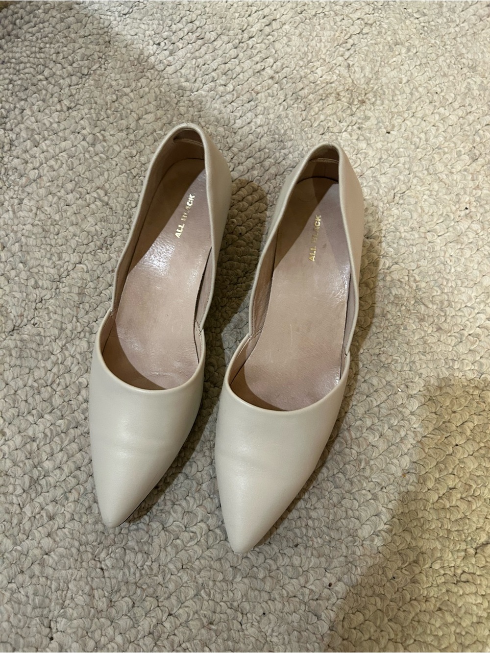 All in Favor Cream Pointed-Toe Wedge Pumps